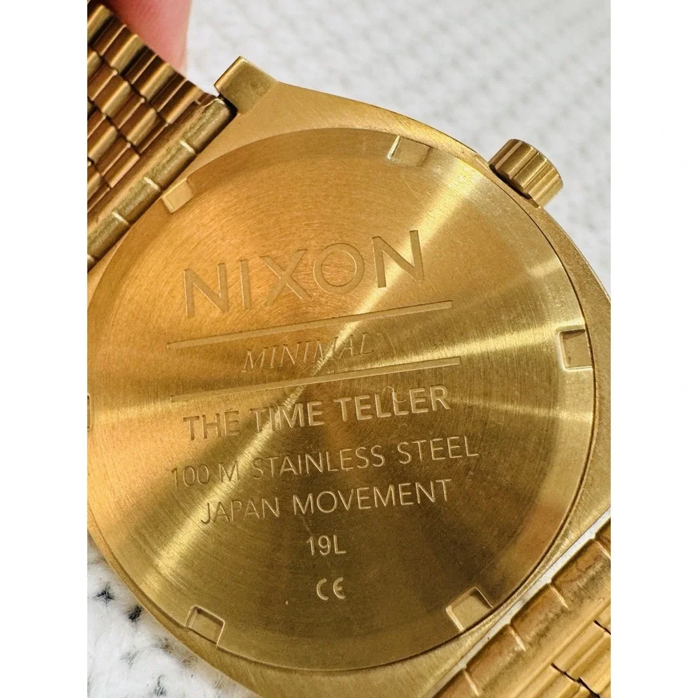 Nixon Time Teller A045 All Gold Gold Tone Stainless Steel Quartz Watch 37mm
